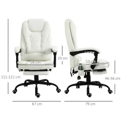 Silla de Oficina con 7 Puntos de Masaje con Reposapiés Retráctil Altura Ajustable Control Remoto y Tejido de PU ... - Ogal.Es