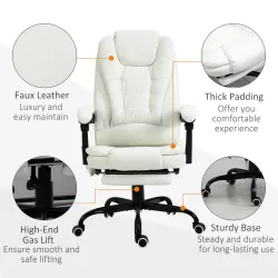 Silla de Oficina con 7 Puntos de Masaje con Reposapiés Retráctil Altura Ajustable Control Remoto y Tejido de PU ... - Ogal.Es