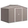 Cobertizo de Jardín 4,9 m² 277x195x192 cm con 2 Puertas Correderas Techo de Fibra de Vidrio y 4 Ventanas Gris Claro - Ogal.Es