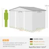 Cobertizo de Jardín 4,9 m² 277x195x192 cm con 2 Puertas Correderas Techo de Fibra de Vidrio y 4 Ventanas Gris Claro - Ogal.Es