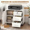 Mueble para Impresora con Ruedas Mesa para Impresora con Puerta y 3 Cajones Cerraduras Estante Ajustable Blanco - Ogal.Es