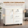 Mueble para Impresora con Ruedas Mesa para Impresora con Puerta y 3 Cajones Cerraduras Estante Ajustable Blanco - Ogal.Es