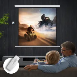 Pantalla de Proyector Eléctrica 85 Pulgadas Pantalla de Proyección con Control Remoto Formato 1:1 HD 4K Blanco - Ogal.Es