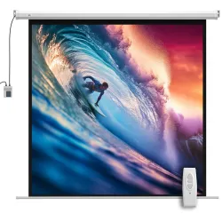 Pantalla de Proyector Eléctrica 85 Pulgadas Pantalla de Proyección con Control Remoto Formato 1:1 HD 4K Blanco - Ogal.Es
