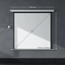 Pantalla de Proyector Eléctrica 85 Pulgadas Pantalla de Proyección con Control Remoto Formato 1:1 HD 4K Blanco - Ogal.Es