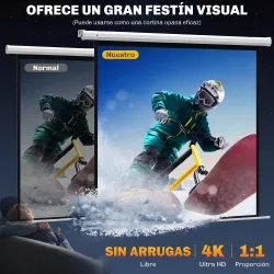 Pantalla de Proyector Eléctrica 85 Pulgadas Pantalla de Proyección con Control Remoto Formato 1:1 HD 4K Blanco - Ogal.Es