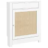 Cubre Radiadores con Puerta Abatible y Ratán Compartimento Diseño Bohemio para Salón Dormitorio Blanco - Ogal.Es