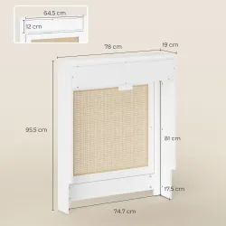 Cubre Radiadores con Puerta Abatible y Ratán Compartimento Diseño Bohemio para Salón Dormitorio Blanco - Ogal.Es