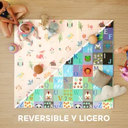 Alfombra Bebé Acolchada Plegable Reversible 150x180 cm Tapete de Actividades Bebé XPE Impermeable Multicolor - Ogal.Es