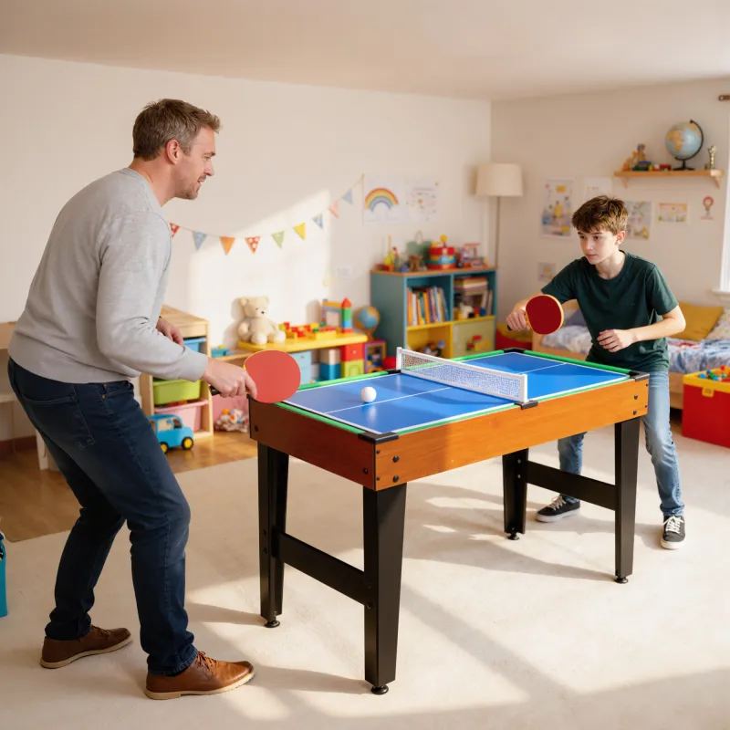Mesa Multijuegos 5 en 1 con Futbolines para Niños Billar Ping-pong Hockey y Baloncesto 134x108x144 cm Natural y ... - Ogal.Es