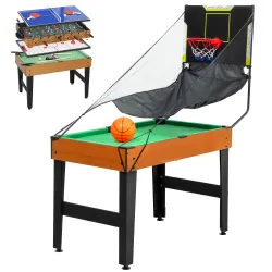 Mesa Multijuegos 5 en 1 con Futbolines para Niños Billar Ping-pong Hockey y Baloncesto 134x108x144 cm Natural y ... - Ogal.Es