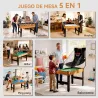 Mesa Multijuegos 5 en 1 con Futbolines para Niños Billar Ping-pong Hockey y Baloncesto 134x108x144 cm Natural y ... - Ogal.Es