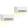 Juego de 2 Mesitas de Noche Flotantes con Luces LED RGB Control de APP Cajón Estante Abierto 37x32x21 cm Blanco - Ogal.Es