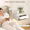 Juego de 2 Mesitas de Noche Flotantes con Luces LED RGB Control de APP Cajón Estante Abierto 37x32x21 cm Blanco - Ogal.Es
