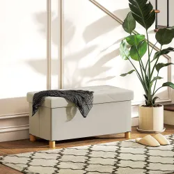 Banco Almacenaje Capacidad de 67 L 76x38x38 cm Tapizado en Terciopelo Carga 120 kg para Sala de Estar Dormitorio... - Ogal.Es