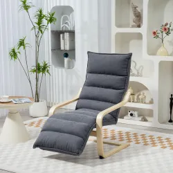 Butaca de Salón con Reposapiés Ajustable Tapizada en Terciopelo con Marco de Madera 67x93x105 cm Gris Oscuro - Ogal.Es