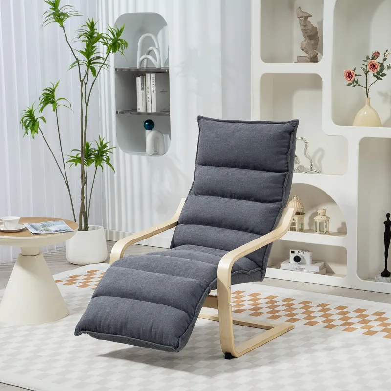 Butaca de Salón con Reposapiés Ajustable Tapizada en Terciopelo con Marco de Madera 67x93x105 cm Gris Oscuro - Ogal.Es