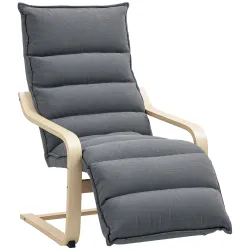 Butaca de Salón con Reposapiés Ajustable Tapizada en Terciopelo con Marco de Madera 67x93x105 cm Gris Oscuro - Ogal.Es