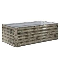 Jardinera Exterior Grande Rectangular de Acero Galvanizado para Terraza con Base Abierta 180x90x57,5 cm Natural - Ogal.Es