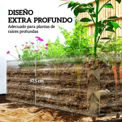 Jardinera Exterior Grande Rectangular de Acero Galvanizado para Terraza con Base Abierta 180x90x57,5 cm Natural - Ogal.Es