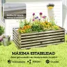 Jardinera Exterior Grande Rectangular de Acero Galvanizado para Terraza con Base Abierta 180x90x57,5 cm Natural - Ogal.Es