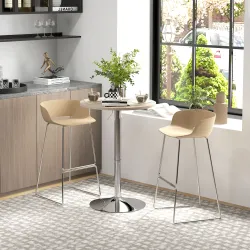 Mesa Alta Cocina Mesa Alta Bar Redonda para 2 Personas Altura Ajustable Tablero Giratorio 360° 60x60x91 cm Roble... - Ogal.Es