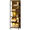 Librería de 5 Niveles con Luces LED de 7 Colores Estantería para Libros 60x30x179 cm Estantería Industrial Negro - Ogal.Es