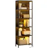 Librería de 5 Niveles con Luces LED de 7 Colores Estantería para Libros 60x30x179 cm Estantería Industrial Negro - Ogal.Es