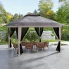 Carpa Plegable Pop-up con Altura Ajustable Protección UV50+ Doble Techo y Mosquiteras 4x4x2,8 m Gris Claro - Ogal.Es