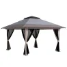 Carpa Plegable Pop-up con Altura Ajustable Protección UV50+ Doble Techo y Mosquiteras 4x4x2,8 m Gris Claro - Ogal.Es