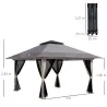 Carpa Plegable Pop-up con Altura Ajustable Protección UV50+ Doble Techo y Mosquiteras 4x4x2,8 m Gris Claro - Ogal.Es