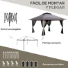Carpa Plegable Pop-up con Altura Ajustable Protección UV50+ Doble Techo y Mosquiteras 4x4x2,8 m Gris Claro - Ogal.Es
