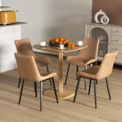 Mesa de Comedor de Madera Mesa de Cocina Cuadrada para 4 Personas para Espacios Pequeños 70x70x75 cm Madera Natural - Ogal.Es