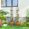 Juego de 2 Obeliscos de Jardín de Acero PE 1,74 m Enrejados para Plantas Trepadoras Rosas para Exterior Patio Negro - Ogal.Es