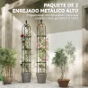 Juego de 2 Obeliscos de Jardín de Acero PE 1,74 m Enrejados para Plantas Trepadoras Rosas para Exterior Patio Negro - Ogal.Es