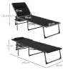 Tumbona Plegable con Respaldo Ajustable Reposacabezas Bolsillo Lateral Bandeja y Estructura de Acero 190x60x31 c... - Ogal.Es