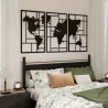 Decoración de Metal para Pared de Mapa Mundial de 3 Piezas para Salón Dormitorio Pasillo Negro - Ogal.Es