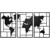 Decoración de Metal para Pared de Mapa Mundial de 3 Piezas para Salón Dormitorio Pasillo Negro - Ogal.Es