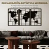 Decoración de Metal para Pared de Mapa Mundial de 3 Piezas para Salón Dormitorio Pasillo Negro - Ogal.Es