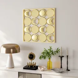 Decoración de Metal para Pared de Fases Lunares Multidireccional con 16 Discos Dorado - Ogal.Es