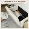 Sofá de 2 Plazas con Espacio de Almacenamiento Patas de Madera Respaldo Capitoné 117x62x78 cm Crema - Ogal.Es