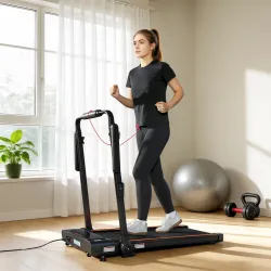 Cinta de Correr Plegable con Escritorio Extraíble 2.5HP 1-12 KM/H Pantalla LED Manillar y Soporte para Móvil Negro - Ogal.Es
