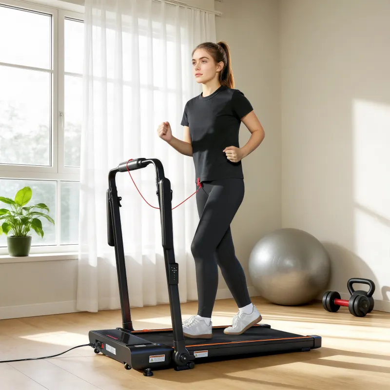 Cinta de Correr Plegable con Escritorio Extraíble 2.5HP 1-12 KM/H Pantalla LED Manillar y Soporte para Móvil Negro - Ogal.Es