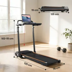 Cinta de Correr Plegable con Escritorio Extraíble 2.5HP 1-12 KM/H Pantalla LED Manillar y Soporte para Móvil Negro - Ogal.Es