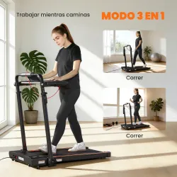 Cinta de Correr Plegable con Escritorio Extraíble 2.5HP 1-12 KM/H Pantalla LED Manillar y Soporte para Móvil Negro - Ogal.Es
