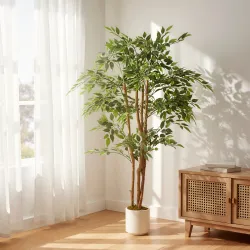 Ficus Artificial 150 cm Planta Artificial con 1116 Hojas y Maceta Planta Artificial Decorativa para Interior Verde - Ogal.Es