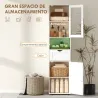 Columna de Baño Estrecha con Puerta de Vidrio Estantes Ajustables Cajón Estante Abierto 40x30x165 cm Blanco - Ogal.Es