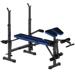 Banco de Musculación con Respaldo Ajustable y Soporte para Barras Regulable para Entrenamiento en Casa Gimnasio ... - Ogal.Es
