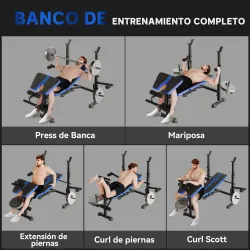 Banco de Musculación con Respaldo Ajustable y Soporte para Barras Regulable para Entrenamiento en Casa Gimnasio ... - Ogal.Es