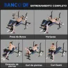 Banco de Musculación con Respaldo Ajustable y Soporte para Barras Regulable para Entrenamiento en Casa Gimnasio ... - Ogal.Es